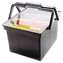 ADVANTUS Companion Letter/Legal Portable Plastic File Box Includes Lid and Handles 17 x 14 x 11 Inches Black (TLF-2B)