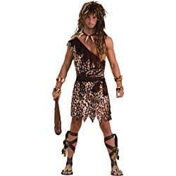 Mens Stone Age Style Cave Stud Costume Animal Print One Size