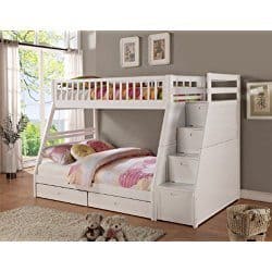 Twin Over Full White Staircase Bunk Bed 719943