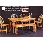 New Butcher Block Farm Dining Table & 4 Chairs & Bench