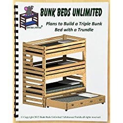 Triple Bunk DIY Woodworking Plan to Build Your Own Extra-Tall with Trundle Bed and Hardware Kit for Bunk and Trundle to Make a Quadruple Bunk Bed that Sleeps Four (Wood NOT Included)