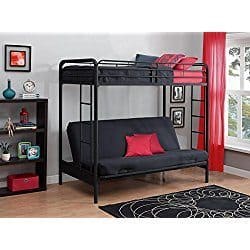DHP Twin-Over-Futon Convertible Couch and Bed with Metal Frame and Ladder - Black