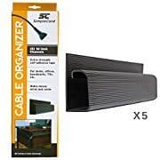 J Channel Cable Organizer by SimpleCord â€“ 5 Black Raceway Channels - Cord Cover Management Kit for Desks Offices and Kitchens