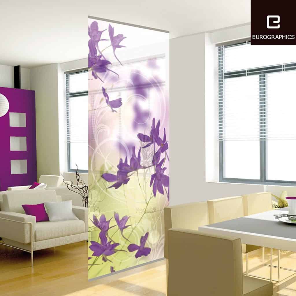 Purple Blossoms Hanging Room Divider