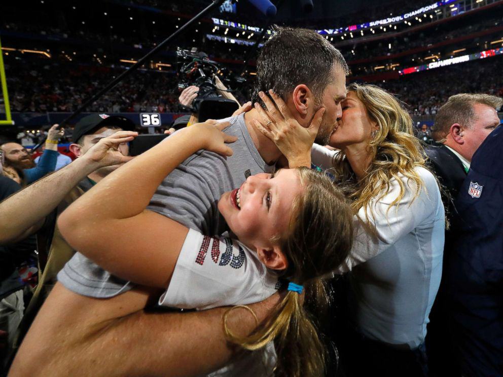 PHOTO: Tom Brady of the New England Patriots kisses his wife Gisele Bundchen after the Super Bowl LIII against the Los Angeles Rams at Mercedes-Benz Stadium on Feb. 3, 2019 in Atlanta.